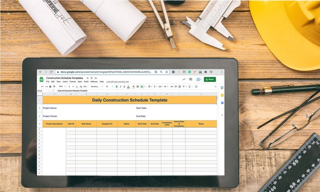 mockup daily constuction schedule