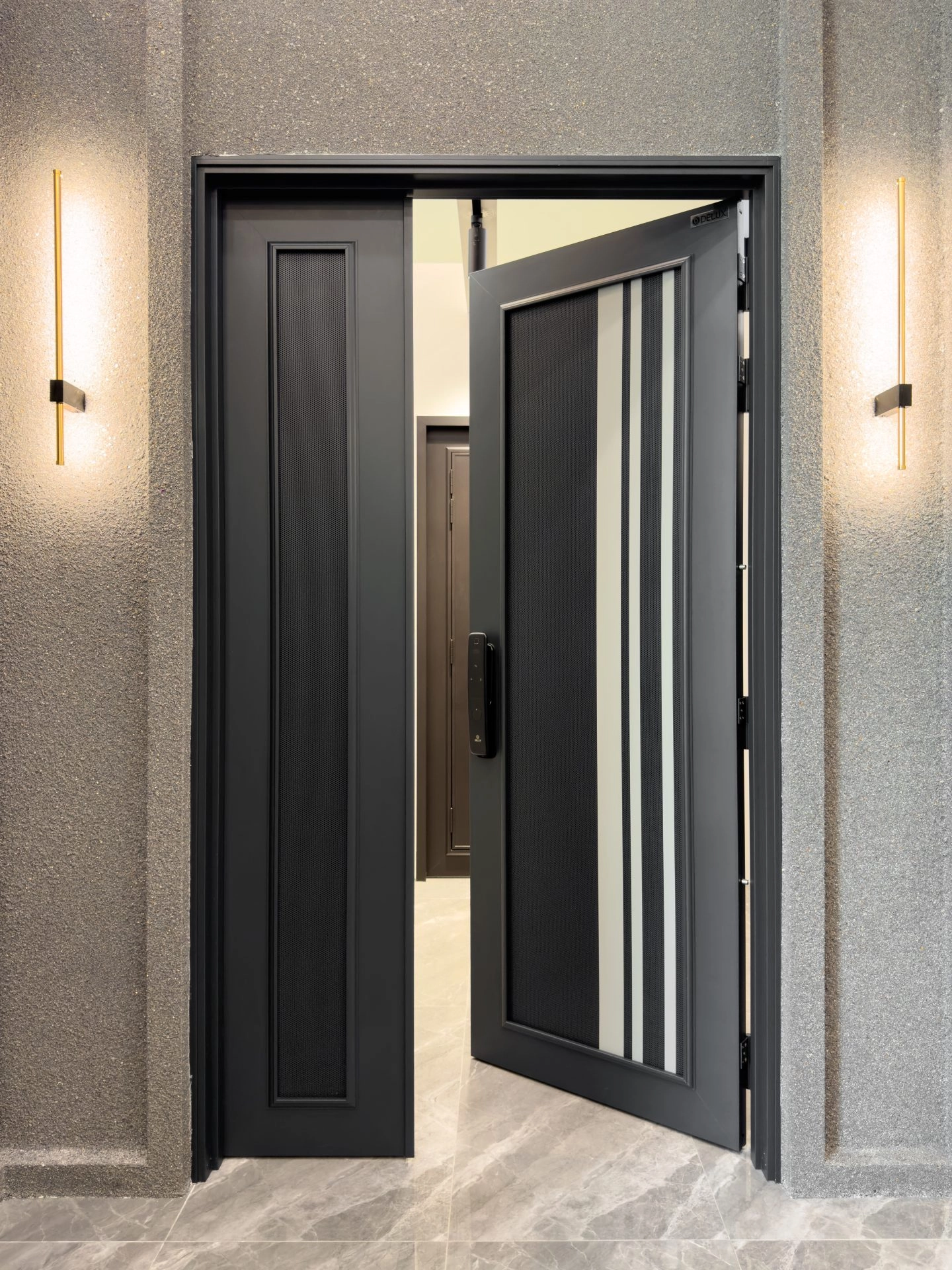 Security door Malaysia Aluminum door Luxury security door Delux security door price Aluminium security door Alutechdoor Security door design for home Best safety door Best security door malaysia Modern security door Security door design One and Half Door DT906P