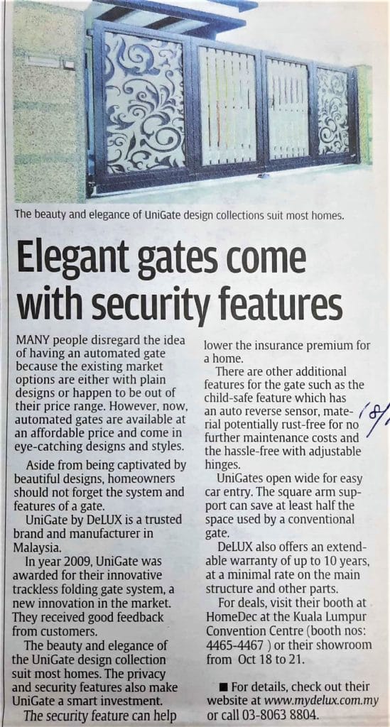 Elegant Gates Come With Security Features, Delux