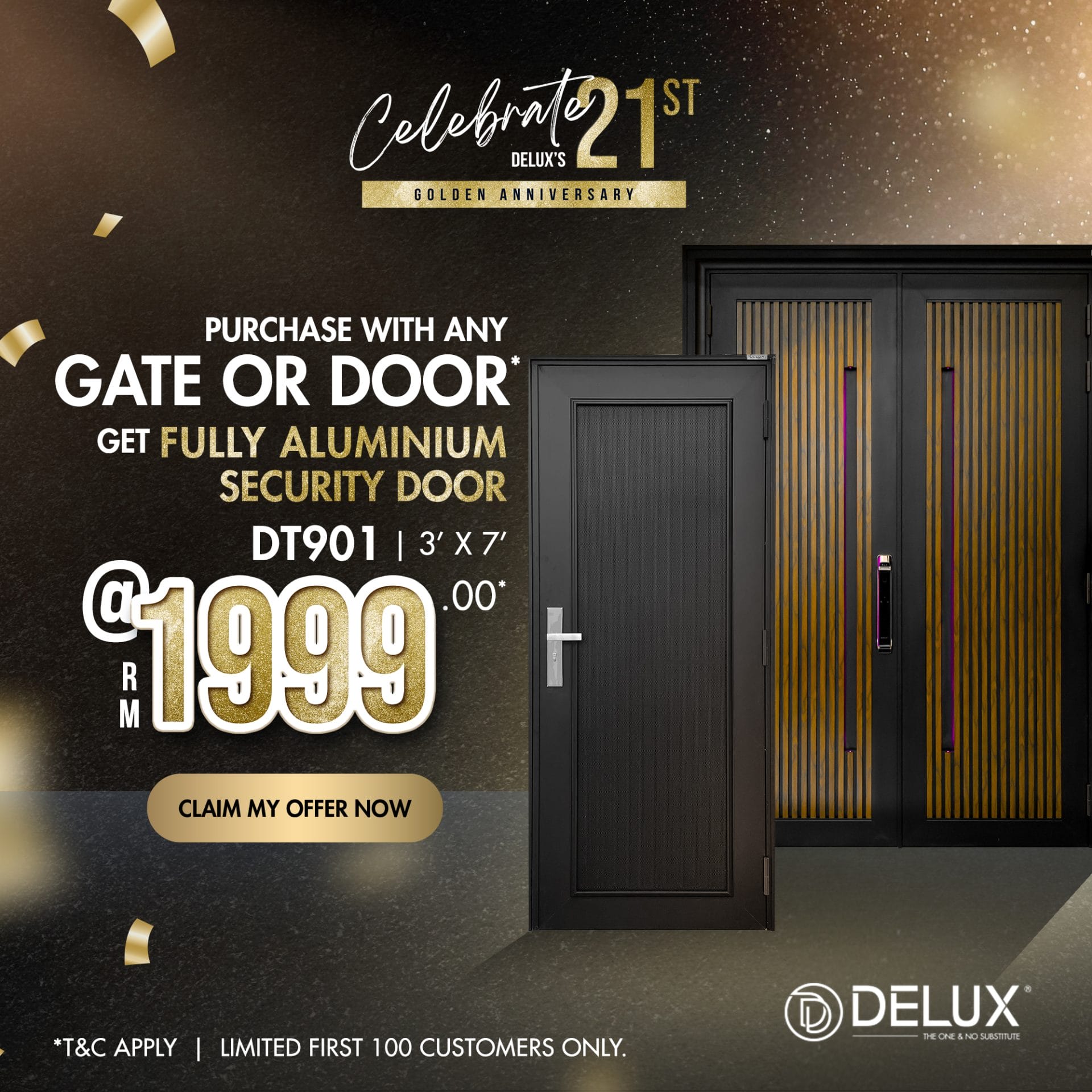 DELUX 21st Anniversary Promotion Sales Bundle Door Deal PWP 1999 AlutechDoor